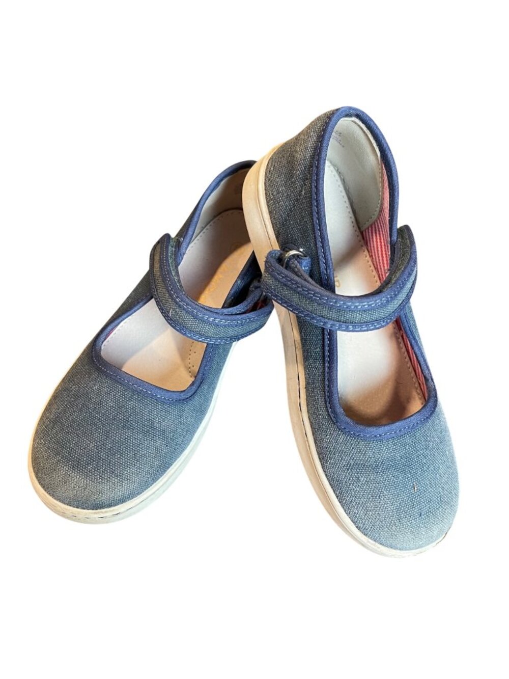 L'amour Jenna Mary Jane Flat Girls Size 13 Chambray Blue Hook and Loop Closure